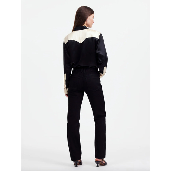 Madewell Alexa Chung High Rise Straight Jean Outridge Wash Black US 30 NWT - Picture 3 of 13